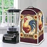 Psesaysky Sunflower Rooster Blender Cover Fingerprint-proof Dust-proof Protection for Appliances Kitchen Appliance Case Fit for Most Standard Blenders Waterproof Fabric