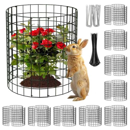 10 Packs Round Plant Protector from Animals Metal Wire Mesh Garden Plant Cages for Outdoor Gardening Supplies Garden Protection Rabbits Chickens Ducks for Vegetables Flowers Shrubs (12 x 12)