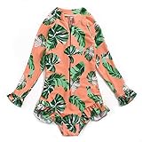 Everrysea Girls Rashguard Bathing Suit Long Sleeve One Piece Swimsuit Zipper Kids Beach Swimwear UPF
