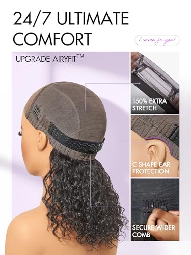 Image of LUVME HAIR All-Day Comfort Water Wave 5X5 Deep Wave Lace Front Wigs Human Hair Curly Hair glueless wigs human hair pre plucked pre cut long black wig lace closure wigs frontal wigs human hair