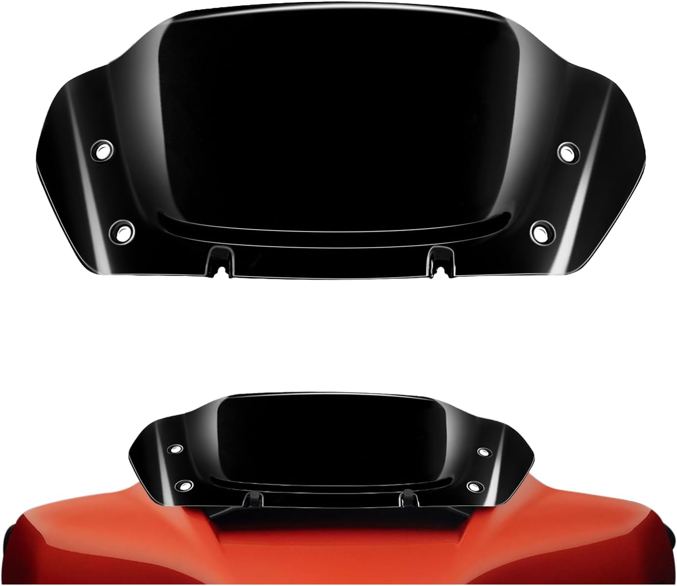 8" Wave Windshield Windscreen Wind Splitter Fit for Harley Davidson Street Glide FLHX 2024-2025, CVO Street Glide FLHXSE 2023-25, FLHXU 2025, Black 8 INCH Black