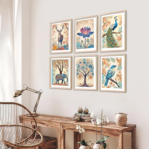 Image of kotart Modern Art Digital Painting for Wall Decoration - Natutre Inspired Prints Living Room Bedroom Office Decor (14X20 Inch, C) Pack of 6