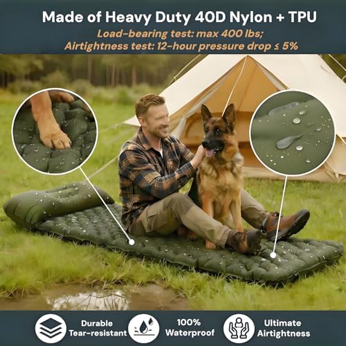 Image of 1.8 Pounds Ultralight Camping Sleeping Pad - R-Value 3.0 for 4 Seasons, Durable & 100% Waterproof Outdoor Air Mattress, Compact Sleeping Mat for Hiking, Backpacking, Travel