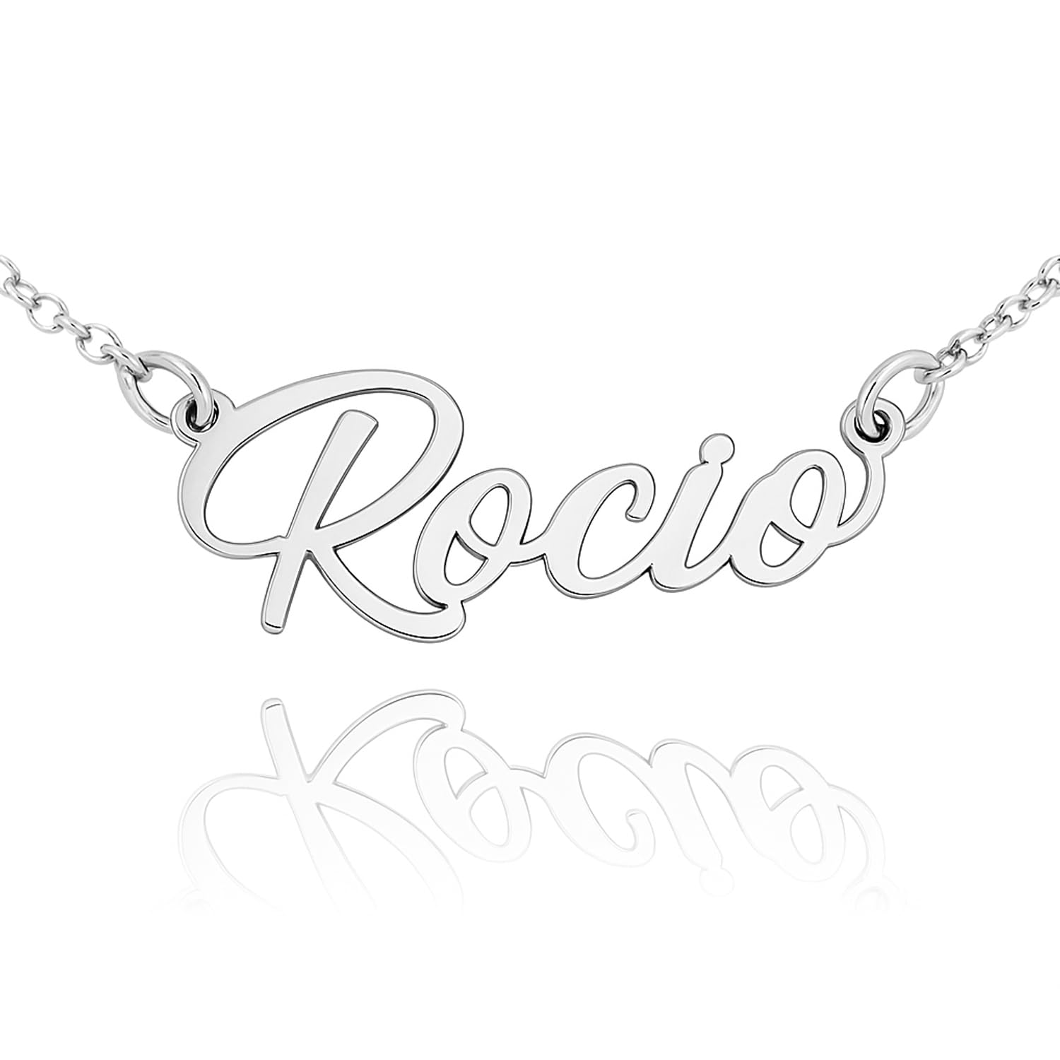 Collar con Nombre Personalizado para Mujer. Fabricado en Plata de Ley 925/1000. Regalo Madres y Abuelas. Día de la Madre