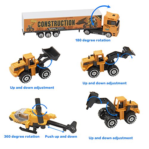 Oumoda 11 In 1 Transport Car, Die-Cast Construction Truck Vehicle Car Toy Set Play Vehicles In Carrier Truck, Vehicles Toys Gifts For Age 3 4 + Years Old Kids, Boys And Girls #TOP1