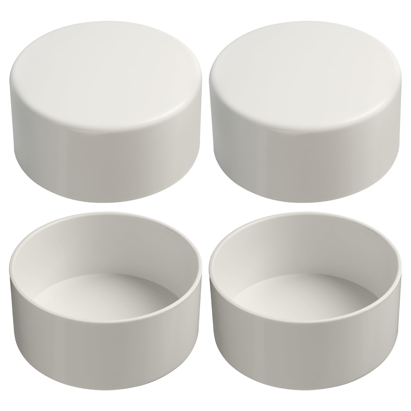 Photo 1 of Calvana 4 Pack 6-Inch PVC Sewer & Drain Pipe Cap, Hub x Hub Solvent-Weld Fitting, Compatible with ASTM D2729 S&D Pipe, Not for Schedule 40 DWV, White