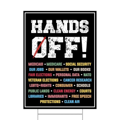 Hands Off Protest Yard Sign Social Security, Veteran elections and Medicare Protest Yard Sign Double...