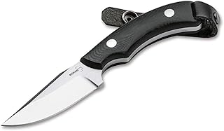 Boker Plus® J-Bite - fixed blade knife with leather sheath - outdoor knife with G10 handle scales - large fixed blade knife with 440C blade & leather sheath - BÖKER PLUS