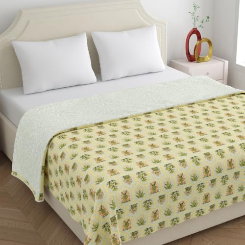 Image of Home Ecstasy 100% Cotton Mulmul Reversible Dohar for Double Bed 210 GSM (86 x 88 inches), Olive