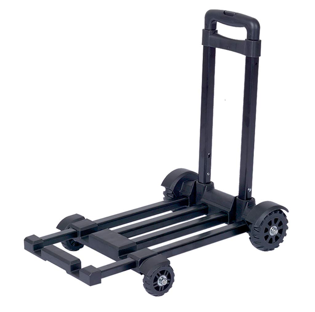 Carrelli a Mano Carrello Pieghevole Carrello Portatile con 4 Ruote 2 Corde Bagaglio Piatto con carrelli in Acciaio Inossidabile Teleless