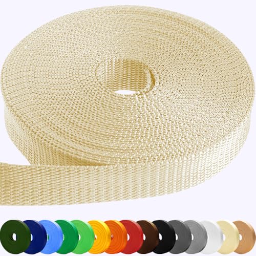 Image of TECEUM 3 /4 inch & 5 /8 inch & 1 inch & 1.5 inch & 2 inch Webbing - 10 25 50 Yards - 40+ Colors - Heavy Duty 1 Inch 1.5 Inch 2 Inch Backpack Straps - Webbing for Outdoors Indoors Crafting DIY