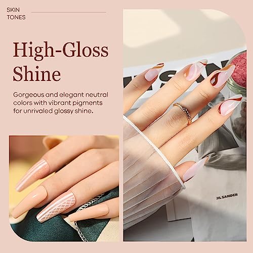 Image of DUDUSTRONG Bolt Bee Gel Glossy Finish Nail Polish Kit Gel Nail Polish Kit-6 Colors Nude Pink Gel Polish Set Skin Tones Manicure Diy (A Nude Neutral Set (02+14+04+124+136+62)), 10 Ml