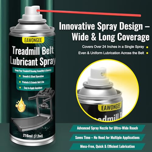 EAWONGEE Treadmill Belt Lubricant Spray, 7.2oz Silicone Oil with Applicator Tube, High Temperature Resistant for Fitness Equipment