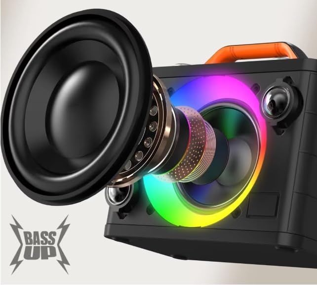 Macchina per karaoke con 2 microfoni wireless RGB, macchina per karaoke portatile da 5200 mAh con 10 modalità RGB, pannello di controllo indipendente, riproduzione 13H (Black x)