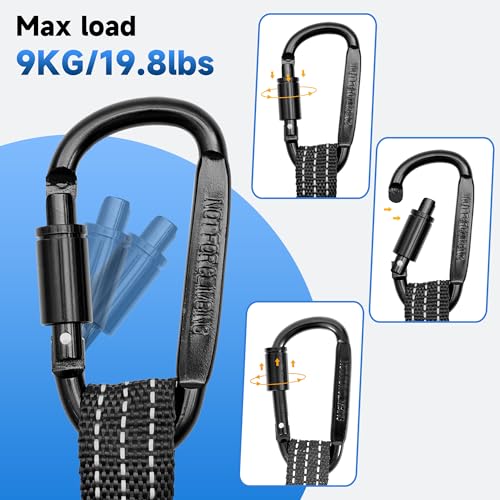 WXYSYHR Safety Lanyard Tool - Fall Protection Tether with Aluminum Screw Lock Buckle, Shock Cord Stopper and Retractable Loop 12 Pack Black