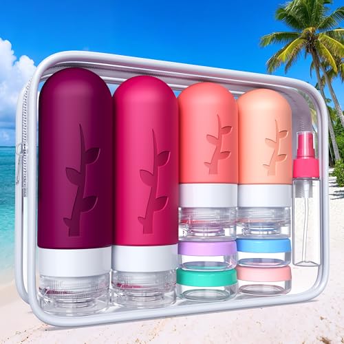 Image of Travel Bottles for Toiletries, Tsa Approved Silicone Containers for Toiletries, Leak Proof Refillable Liquid 3oz 2oz Travel essentials for Shampoo Conditioner Lotion BPA Free