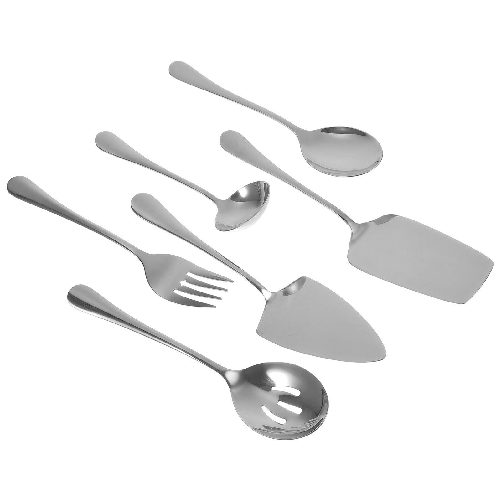 GALPADA Set Posate Portatili in Acciaio Inox 6 Pezzi per Feste Spatola e Forchetta da Dessert, Utensili per Buffet Adatti a Casa, Ristorante e Cerimonie