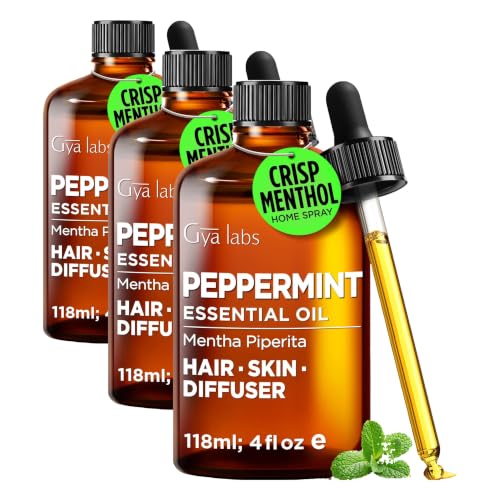 Image of 100% Pure Peppermint Essential Oil - 4 Fl Oz - Peppermint Oil for Hair, Skin, Diffuser, Aromatherapy & DIY Candle Making Scent (Pack of 3)