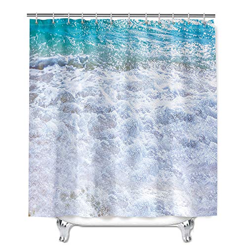 Rideau de douche imperméable en polyester à impression lac 3D pour salle de bain - 3