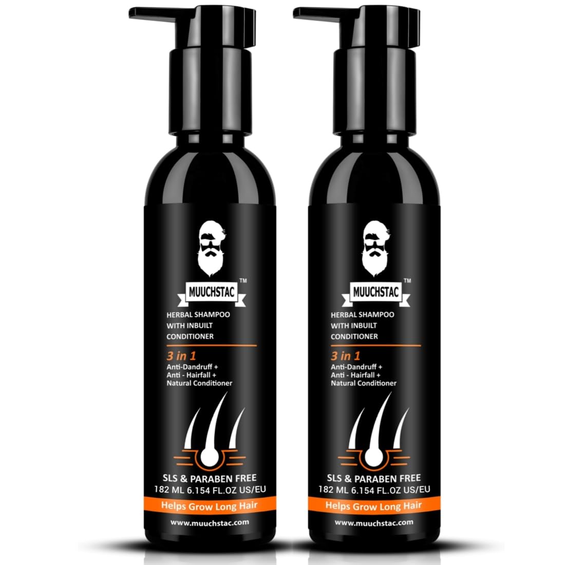 Muuchstac Herbal Shampoo with inbuilt Conditoner (Pack of 2)