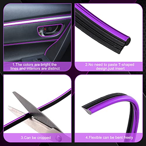 Tallew 25 Pack Interior Car Accessories, 32 Feet Car Interior Moulding Trim, 20 Car Vent Trim Strips And 4 Car Cup Holder Decorative Filler Insert Strip Auto Non Slip Insert With Scraper (Purple) #TOP2