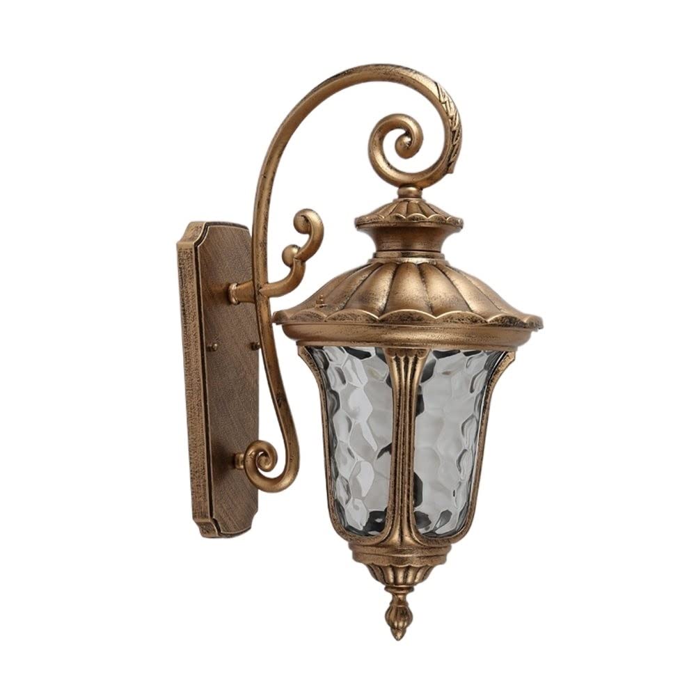 Lampe murale E27 en verre et aluminium laiton style lanterne Victoria pour jardin