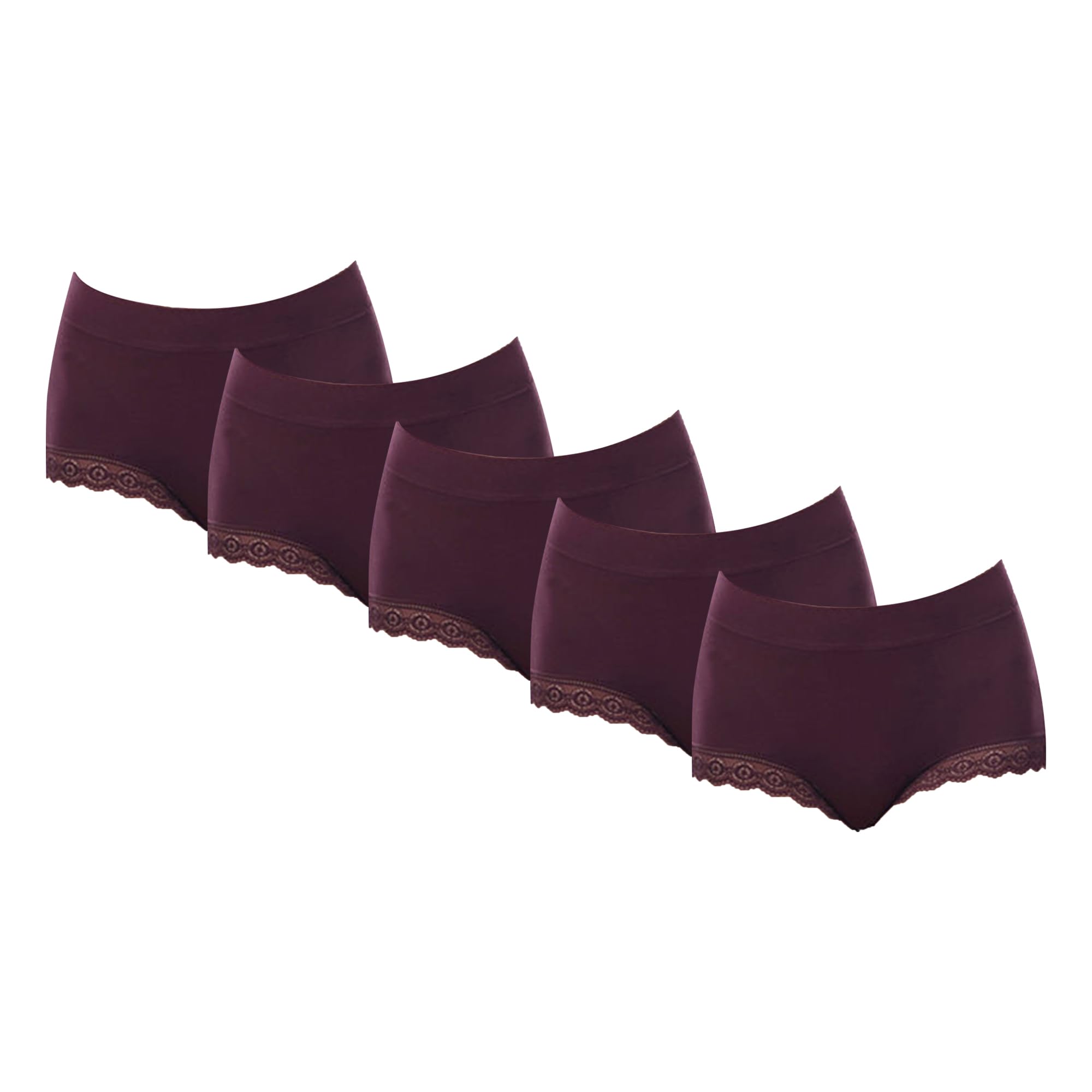 Slip da donna in modal taglie forti, tinta unita, traspirante, in pizzo, multicolore, morbidi e comodi (bordeaux, 2-5 pezzi, XL)