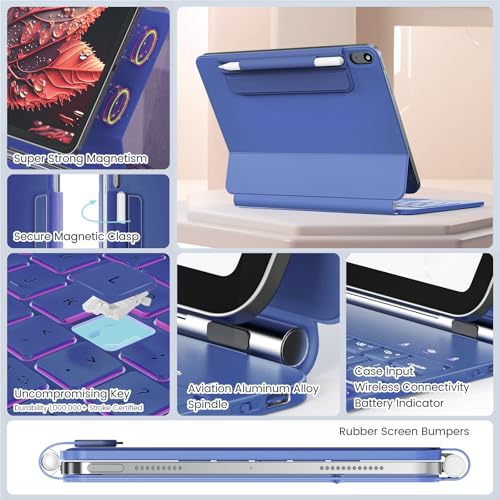 Image of RAYMCRAFT for iPad 11th(A16, 2025) /10th Generation Case with Keyboard, Magic Keyboard 2022, Springy Backlit Keys, Stain-Resistant Surface, Multi-Touch Trackpad, Lilac Blue