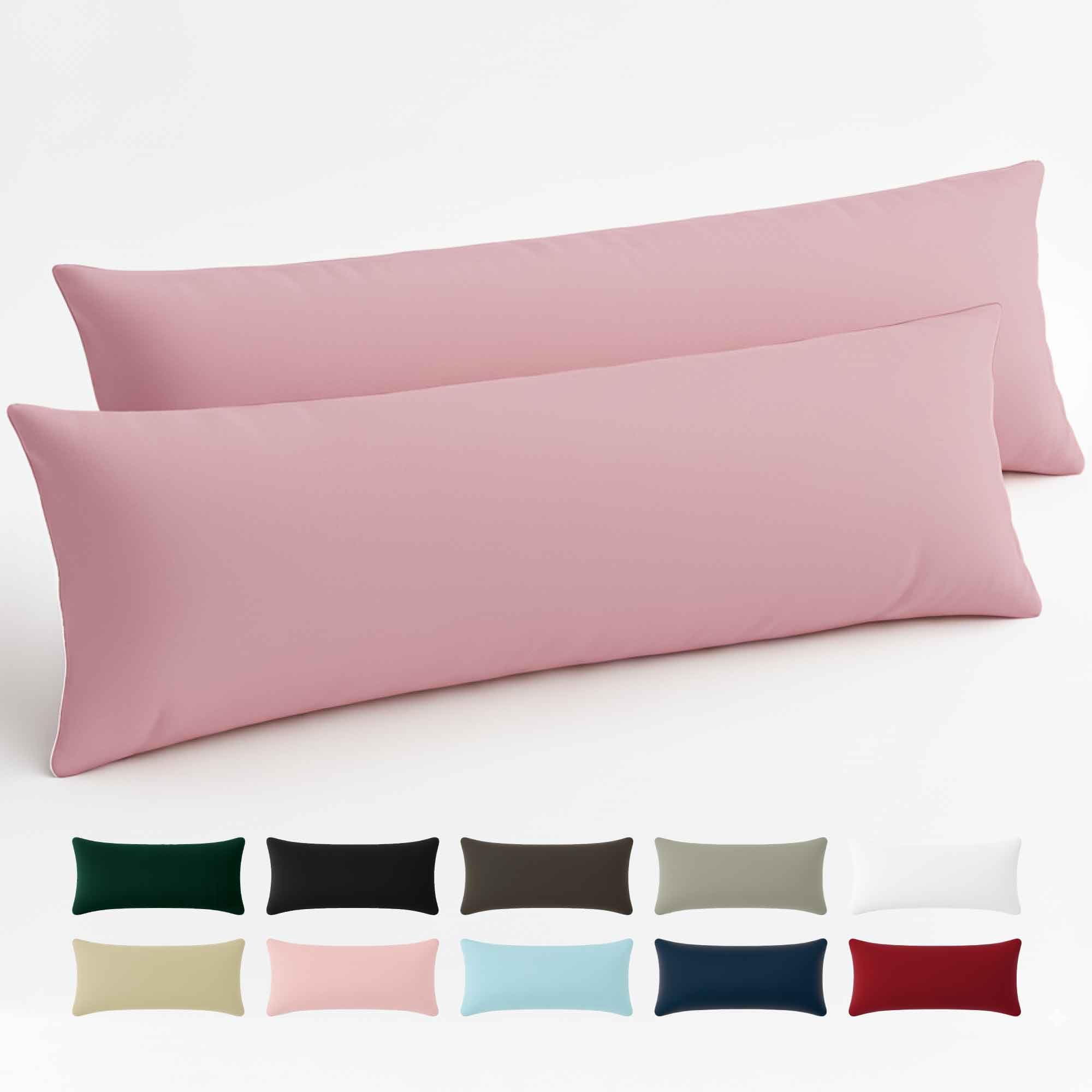 Federe 40x145 Cotone Rinforzato (Set da 2) - Rosa - Trama Fitta a 57 Fili/cm² - Federe Cuscini 40x145 cm - Federe Cuscino 40x145 Certificate Oeko Tex - Dreamzie