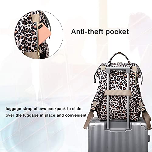 Leopard Women Laptop Backpack, College School Backpack Bookbag 15.6 Inch Computer Backpacks for Work Business Travel4