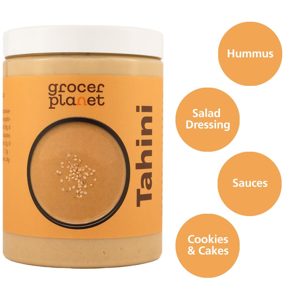 Grocer Planet - Tahini (1Kg) | Semillas de Sésamo Tostadas y Prensadas | Natural | Sin OGM | Vegano | Ideal para Humus