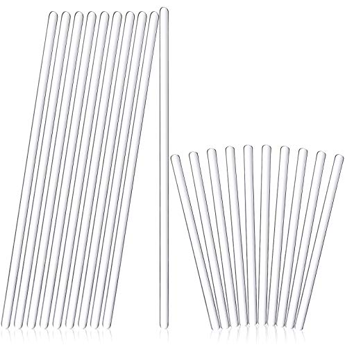 20 Glass Stirring Rods Stir Stick with Both Round Ends 12 Inch Long 7 mm Diameter and 6 Inch Long 5 mm Diameter, 10 for Each Size for Lab Kitchen Science Education and Stir Hot Cold Beverage Cocktails