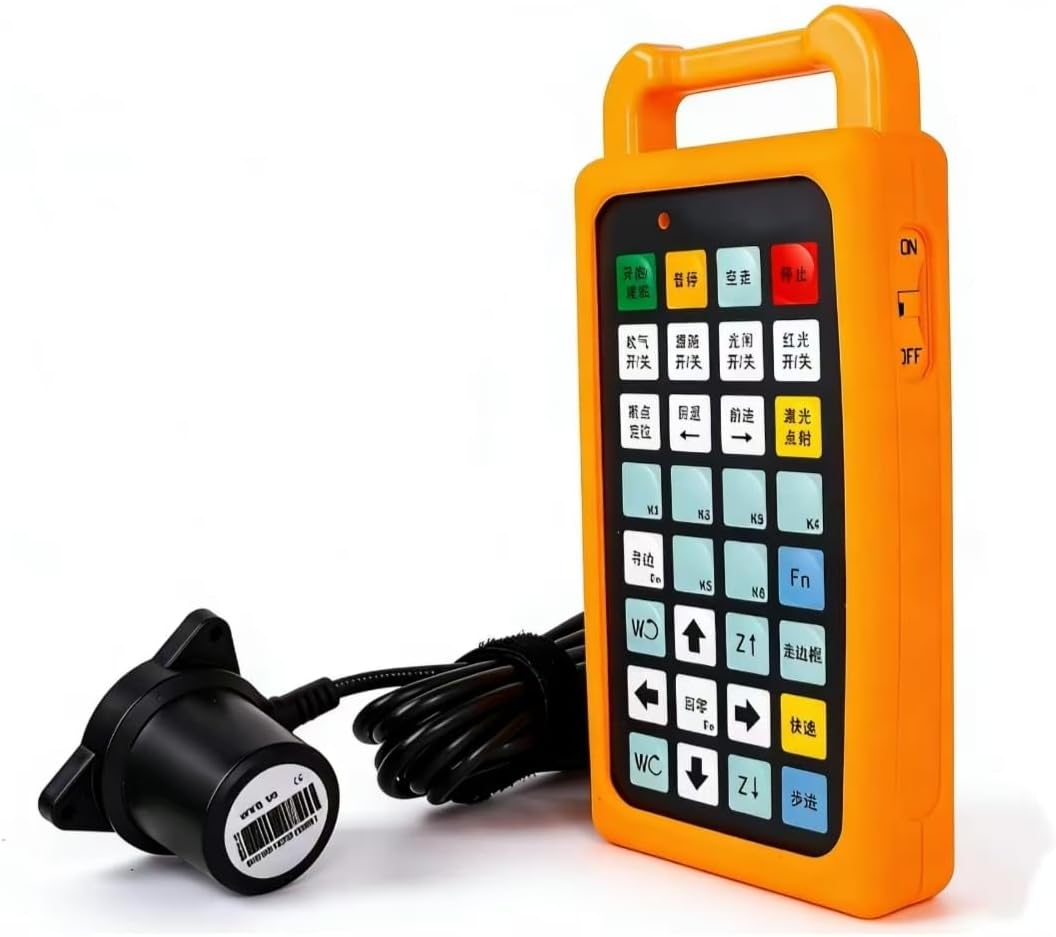 Wireless Handheld Remote Controller for CNC Laser Cutting Machines, ABS, USB Receiver, Start/Pause, Edge Finding, Axis Movement (Black, Standard Size, Standard, Original (High Compatibility))