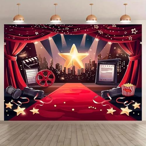 Fondo de fotografía de marquesina de Alfombra roja avanzado para Fiestas, Ceremonias de graduación y cumpleaños 150cmx100cm