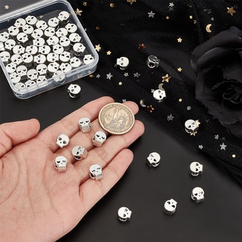 GOMAKERER 60 Pcs Alloy Skull Beads - Image 3