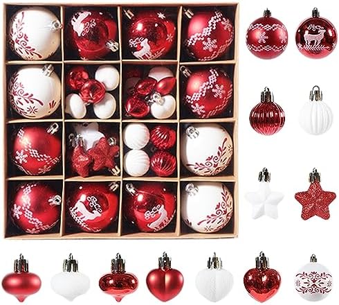 16 Weihnachtskugeln Rot-Weiß - Christbaumschmuck Für Festliche Stimmung