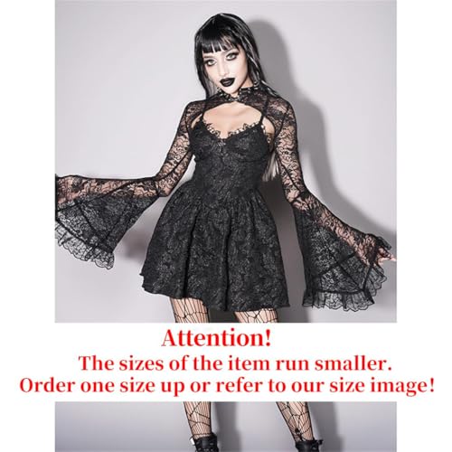 Image of Bolero Shrug Top Trad Goth Black Shawls and Wraps for Evening Dresses Short Cardigan
