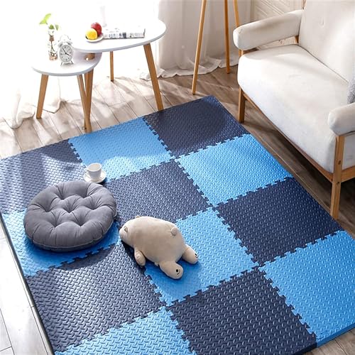 Image of Puzzle Flooring || Kids Interlocking Play mat || Baby Play Mat || Play mats for Kids || 12 MM Thick (4 Tiles - 16 Square Feet, Navy Blue - Blue)