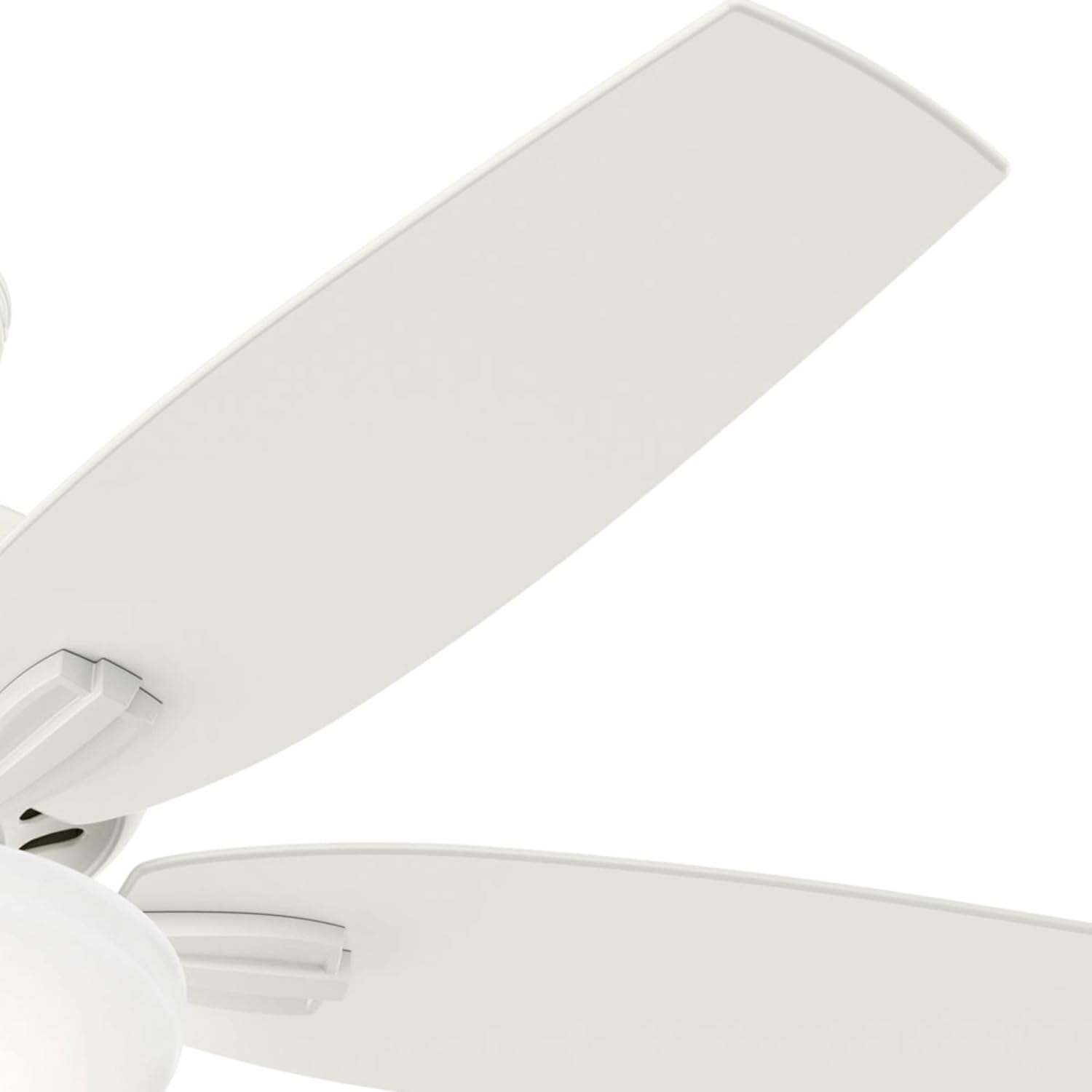 Close-up of the fresh white side of a Hunter Newsome fan blade