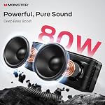 Monster Choc Pro Haut-parleur Bluetooth avec Baldric, 80W Haut-parleur avec basse profonde, haut-parleurs sans fil portable avec TWS, Long temps de jeu & Imperméable pour extérieur / intérieur, Supports AUX/TF Carte/USB Audio