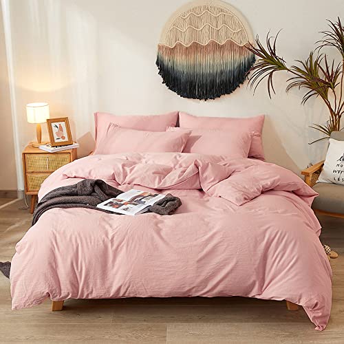 Pureant Blush Pink Comforter Set Full Solid Light Pink Cotton Bedding Comforters Cute Fresh Bean Pink Bed Quilts Women Girls Plain Dusty Rose Comforters Comfy Soft Aesthetic Light Red Luxurious Bed #TOP8