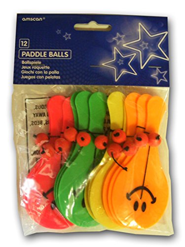Amscan INT390578 Paddleballs, 12 stuks, kleurrijk - Image 3