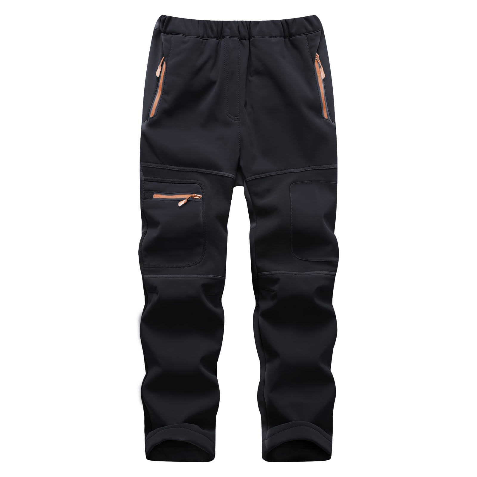 BWBIKE Kids Pantalones Cortavientos Impermeables para Nieve para Niño Forro Polar para Jóvenes al Aire Libre Lind Hiking Softshell Pantalones Cálidos con Aislamiento con 4 Bolsillos con Cremallera