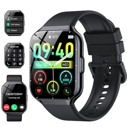 Reloj Inteligente Hombre Mujer, 1.96' Smartwatch Deportivo con 112+ Deportes, Impermeable IP68, Recibir y Contestar Llamadas, sueño y pulsómetro, podómetro, Smartwatches para Android iOS, Negro