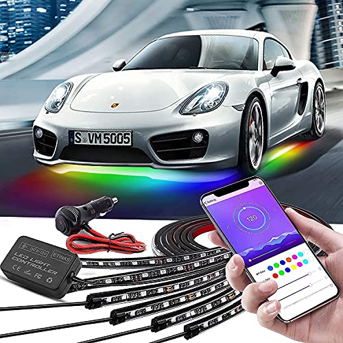 Etinas SHOP.SWO Car Underglow Lights, Bluetooth Dream Color Chasing Strip Lights Kit, 6 Pcs Waterproof Exterior Car Lights With App Control, 12V 300 Leds Underbody Lights thumb #1