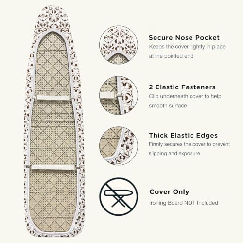 Image of UniSimp Ironing Board Cover and Pad 18 inchx54 inch Extra Thick Natural Cotton, Scorch and Stain Resistant Iron Board Cover,Extra Large Iron Board Cover with Fasteners Heavy Duty Heatproof Elastic Edge Taupe