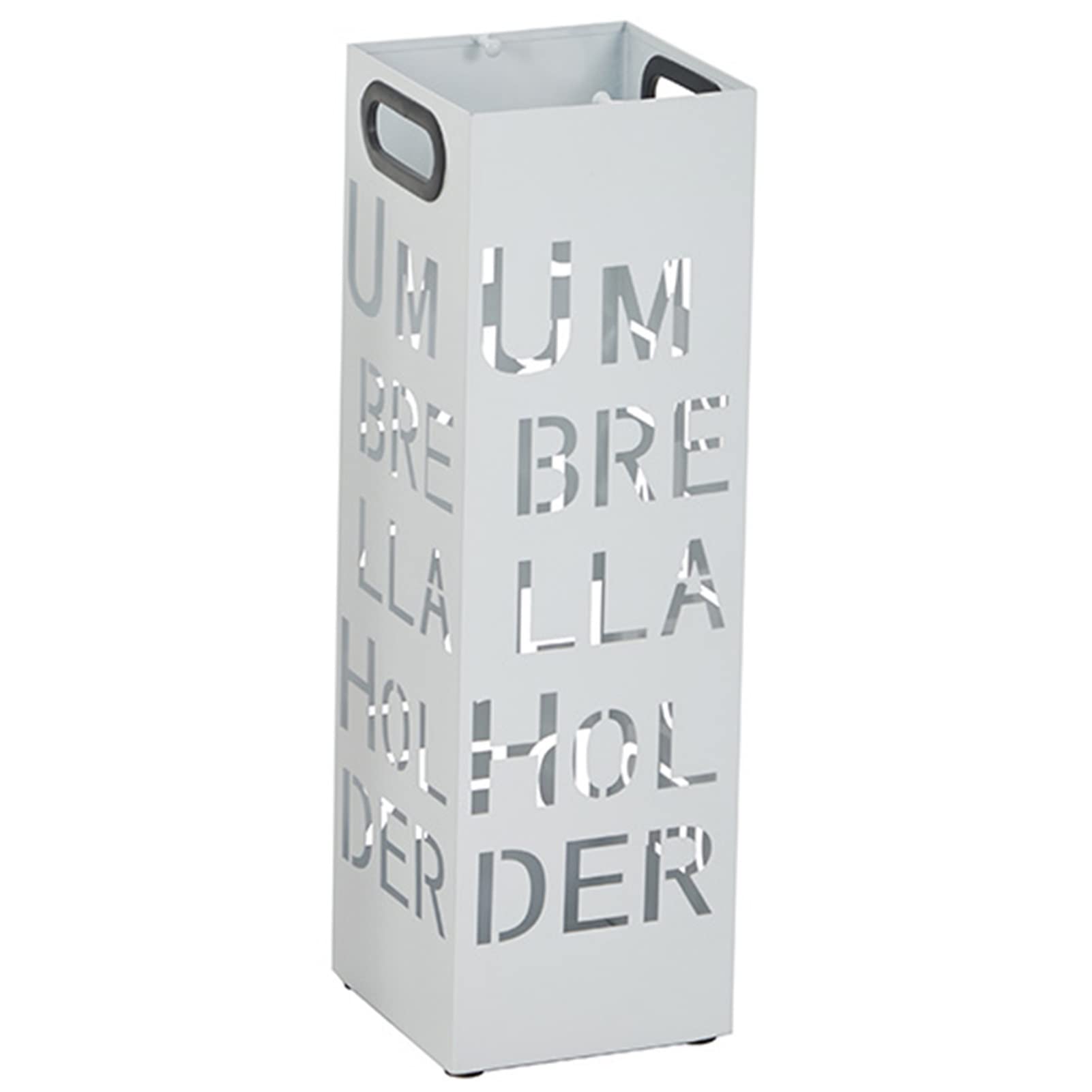 Porte-parapluie rectangulaire creux en métal noir pour entrée ordonnée
