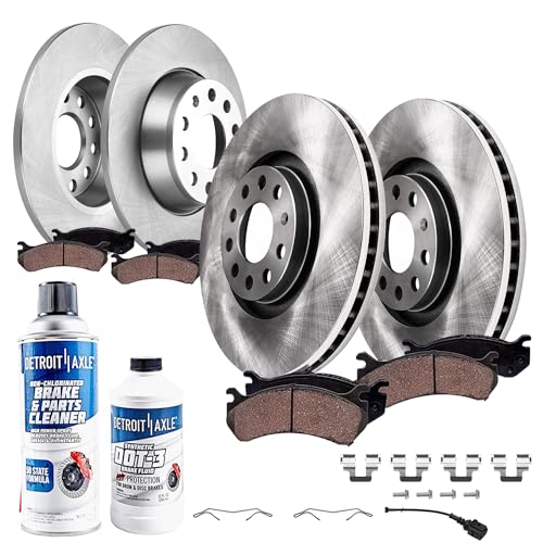 Image of Detroit Axle - Brake Kit for Volkswagen Jetta Eos CC Audi A3 Quattro Rear | Disc Brake Rotors Ceramic Brake Pads 2010 Replacement 12.28 inch inch Front and 11.10 inch inch Rotors
