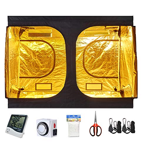 TopoGrow Grow Tent Kit 120"X60"X80" Indoor Plants Growing +Analog Timer +Humidity Hygrometer Monitor + 5X15FT Plant Trellis Netting+ 60mm Pruner Shear+ Grow Light Hangers