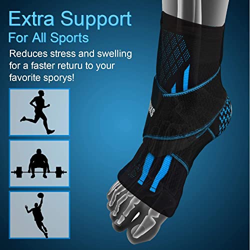 Image of serveuttam Nylon, Ankle Support Brace Adjustable Sleeves - Running Compression Foot Brace For Men Women | Ankle Binder Pain Relief For Ankle Sprained (Maroon) (Blue, S)